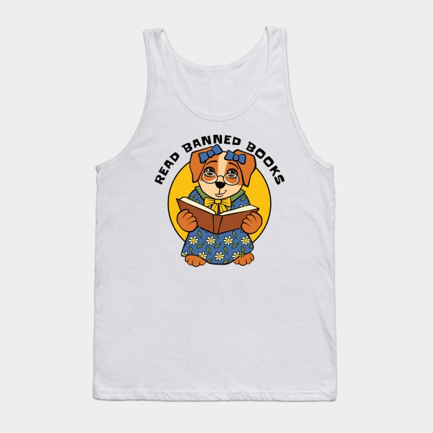 Read Banned Books Dog Tank Top by Sue Cervenka